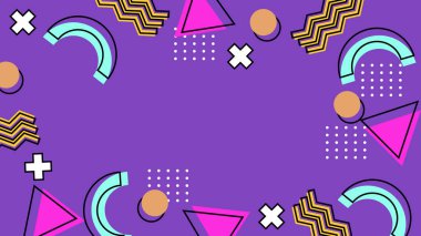 Renkli Şekillere sahip enerjik Soyut Geometrik Arkaplan. Web Tasarımı, Pazarlama Malzemeleri ve Sanatsal Projeler için ideal