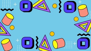 Renkli Şekillere sahip enerjik Soyut Geometrik Arkaplan. Web Tasarımı, Pazarlama Malzemeleri ve Sanatsal Projeler için ideal