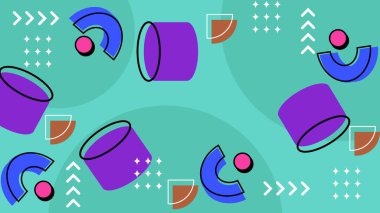 Retro Vibes ile Renkli Geometrik Soyut Arkaplan