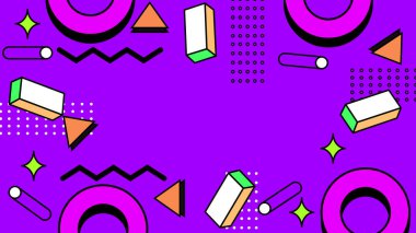 Renkli Şekillere sahip enerjik Soyut Geometrik Arkaplan. Web Tasarımı, Pazarlama Malzemeleri ve Sanatsal Projeler için ideal