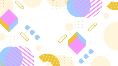 Canlı Şekiller ve Renklerle Soyut Geometrik Arkaplan. Yaratıcı Tasarım Projeleri, Sunumlar ve Modern Sanatsal Gösteriler için ideal