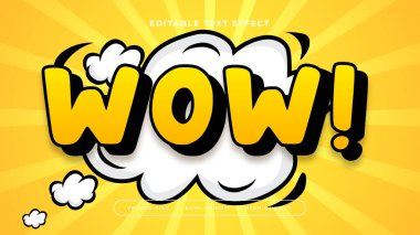 Sarı Beyaz ve Siyah Wow 3d Düzenlenebilir Metin Efekti - Yazı Tipi Stili