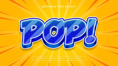 Turuncu Mavi ve Beyaz Pop 3d Düzenlenebilir Metin Efekti - Yazı Tipi Stili