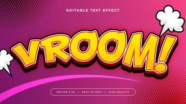 Mor Violet Kırmızı ve Sarı Vroom 3d Düzenlenebilir Metin Efekti - Yazı Tipi Stili