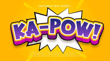 Turuncu Beyaz ve Mor Kapow 3d Düzenlenebilir Metin Efekti - Yazı Tipi Stili