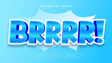 Mavi ve Beyaz Brrrr 3d Düzenlenebilir Metin Efekti - Yazıtipi Biçimi