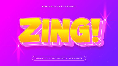Pembe Mor Mor ve Sarı Zing 3d Düzenlenebilir Metin Efekti - Yazı Tipi Biçimi