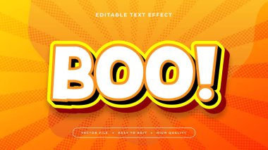 Sarı Beyaz ve Turuncu Boo 3d Düzenlenebilir Metin Efekti - Yazı Tipi Stili