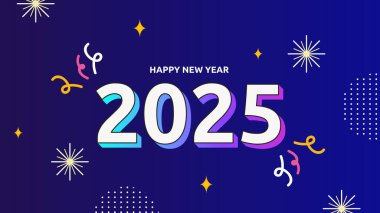 Mavi Pembe Mor Mor Mor ve Beyaz Mutlu Yıllar 2025 Tasarım Arkaplan