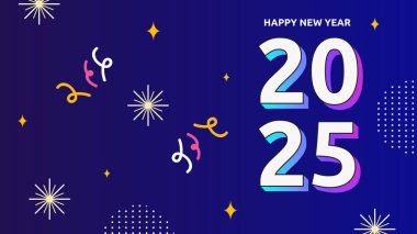 Mavi Pembe Mor Menekşe ve Beyaz Yeni Yıl Kutlaması 2025 Tasarım Arkaplanı