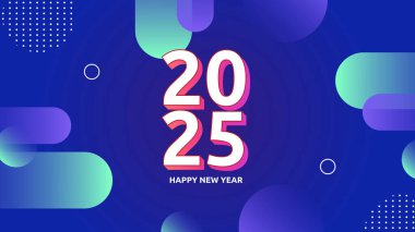 Mavi Pembe ve Beyaz Modern Mutlu Yıllar 2025 Tasarım Arkaplanı