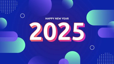 Mavi Pembe ve Beyaz Soyut Mutlu Yıllar 2025 Tasarım Arkaplanı