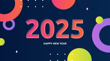 Renkli Basit Mutlu Yıllar 2025 Tasarım Arkaplanı