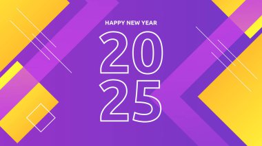 Mor menekşe sarısı ve beyaz yeni yıl 2025 Tasarım Arkaplanı