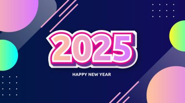 Renkli Basit Mutlu Yıllar 2025 Tasarım Arkaplanı