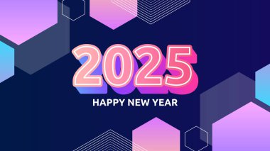 Mavi Mor Menekşe ve Pembe Yeni Yıl Tasarım Arkaplanı