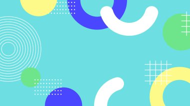 Renkli Şekillere sahip enerjik Soyut Geometrik Arkaplan. Web Tasarımı, Pazarlama Malzemeleri ve Sanatsal Projeler için ideal