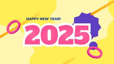 Sarı Pembe ve Mor Mor Soyut Mutlu Yıllar 2025 Tasarım Arkaplan