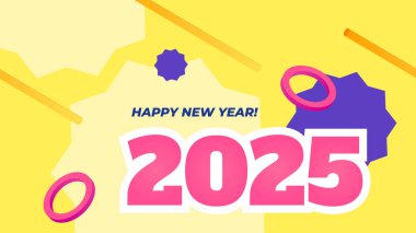 Sarı Pembe ve Mor Mor Modern Mutlu Yıllar 2025 Tasarım Arkaplanı