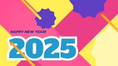 Sarı Pembe ve Mor Mor Mor Yeni Yıl Tasarım Arkaplanı