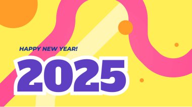 Sarı Pembe ve Mor Mor Yeni Yıl Tasarım Arkaplanı