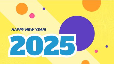 Sarı Mavi ve Mor Mor Mutlu Yıllar 2025 Tasarım Arkaplanı