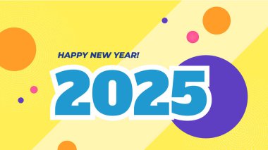 Sarı Mavi ve Mor Yeni Yıl Kutlaması 2025 Tasarım Arkaplanı