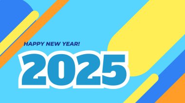 Mavi Sarı ve Turuncu Zarif 2025 Yeni Yıl Etkinlik Arkaplanı