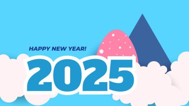 Mavi Pembe ve Beyaz Yeni Yıl Kutlaması 2025 Tasarım Arkaplanı