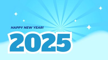 Mavi ve Beyaz Yeni Yıl 2025 Tasarım Arkaplanı