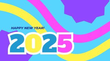 Renkli Basit Mutlu Yıllar 2025 Tasarım Arkaplanı