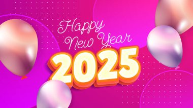 Pembe Turuncu ve Beyaz Basit Mutlu Yıllar 2025 Tasarım Arkaplanı