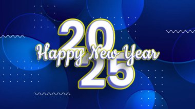 Mavi ve Beyaz Soyut Mutlu Yıllar 2025 Tasarım Arkaplanı