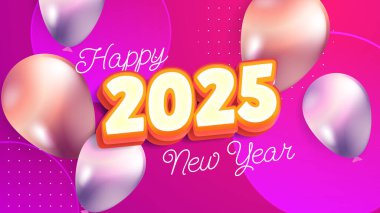 Pembe Turuncu ve Beyaz Zarif 2025 Yeni Yıl Olay Tasarımı Arkaplanı