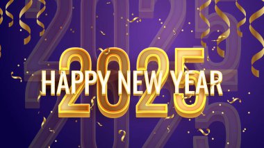 Altın ve Mor Menekşe Modern Mutlu Yıllar 2025 Tasarım Arkaplanı