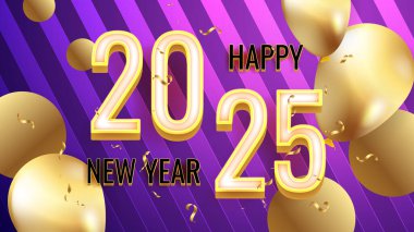 Altın ve Mor Menekşe Şık Yeni Yıl Tasarım Arkaplanı