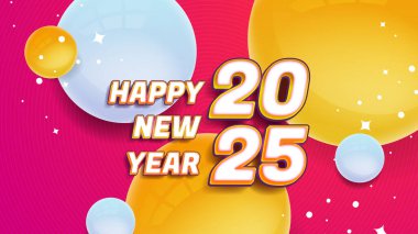 Sarı Pembe ve Beyaz Zarif 2025 Yeni Yıl Olay Tasarımı Arkaplanı