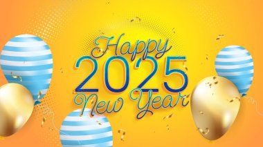 Turuncu Mavi ve Altın Yeni Yıl Kutlaması 2025 Tasarım Arkaplanı