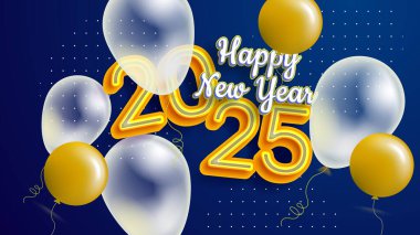 Sarı Mavi ve Beyaz Şık Yeni Yıl Tasarım Arkaplanı