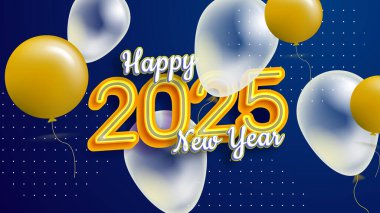 Sarı Mavi ve Beyaz Zarif 2025 Yeni Yıl Olay Tasarımı Arkaplanı