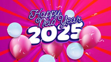 Pembe Mavi ve Beyaz Yeni Yıl Kutlaması 2025 Tasarım Arkaplanı