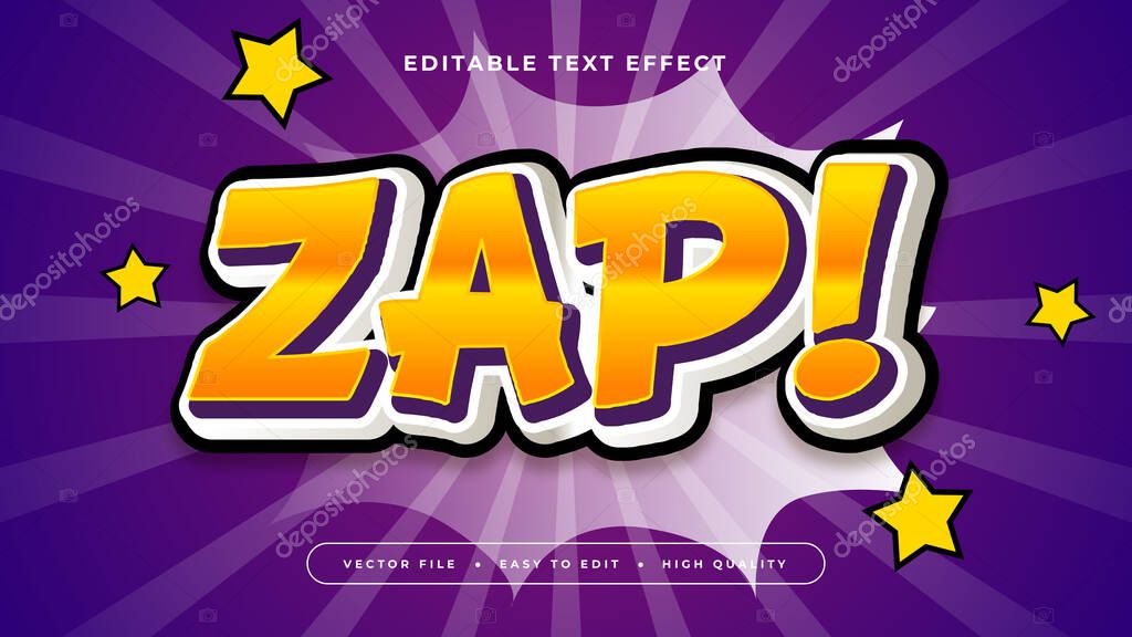 Orange Purple Violet and White Zap 3d Editable Text Effect - Font Style