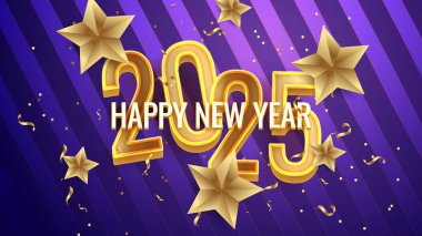 Altın ve Mor Menekşe Zarif 2025 Yeni Yıl Etkinlik Tasarımı Arkaplanı