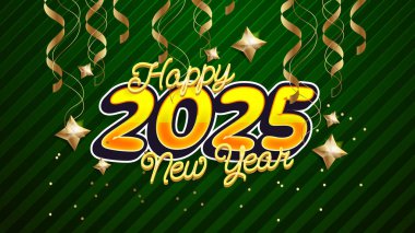 Sarı Yeşil ve Altın Yeni Yıl Tasarım Arkaplanı 2025