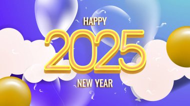 Mavi Sarı ve Beyaz Zarif 2025 Yeni Yıl Olay Tasarımı Arkaplanı