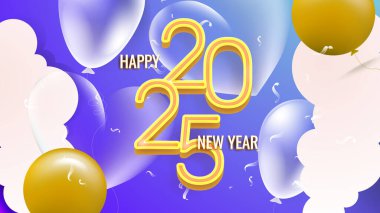 Mavi Sarı ve Beyaz Tarz Yeni Yıl Tasarım Arkaplanı