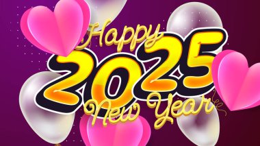 Mor Mor Pembe ve Sarı Yeni Yıl Kutlaması 2025 Tasarım Arkaplanı