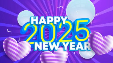 Mavi Sarı ve Mor Mor Soyut Mutlu Yıllar 2025 Tasarım Arkaplanı