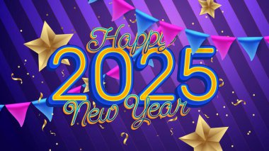 Renkli Mutlu Yıllar 2025 Tasarım Arkaplanı