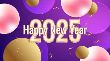 Altın Pembe ve Mor Mor Yeni Yıl Tasarım Arkaplanı